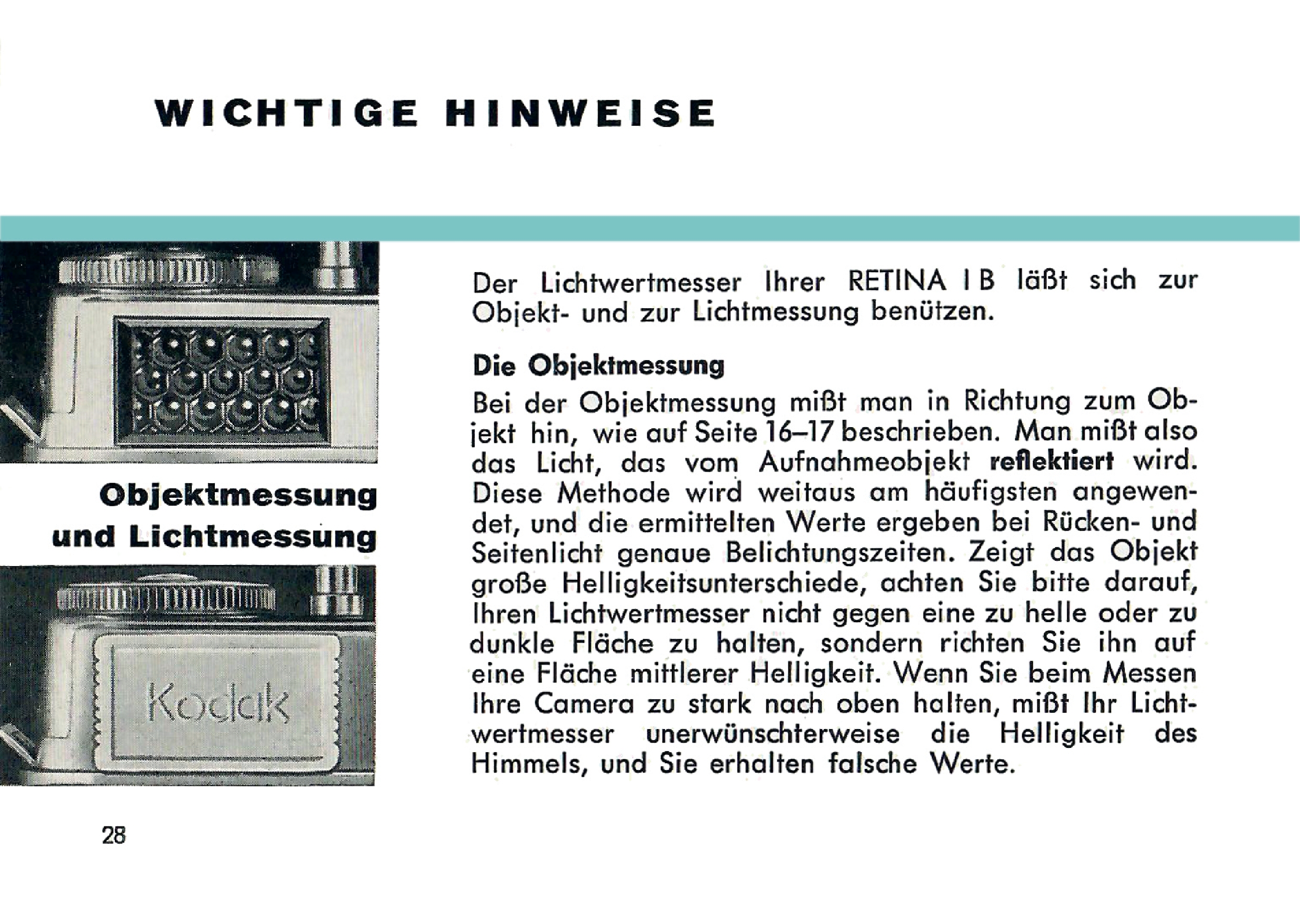 Kodak Retina IB (Type 019) Anleitung 1957 DE